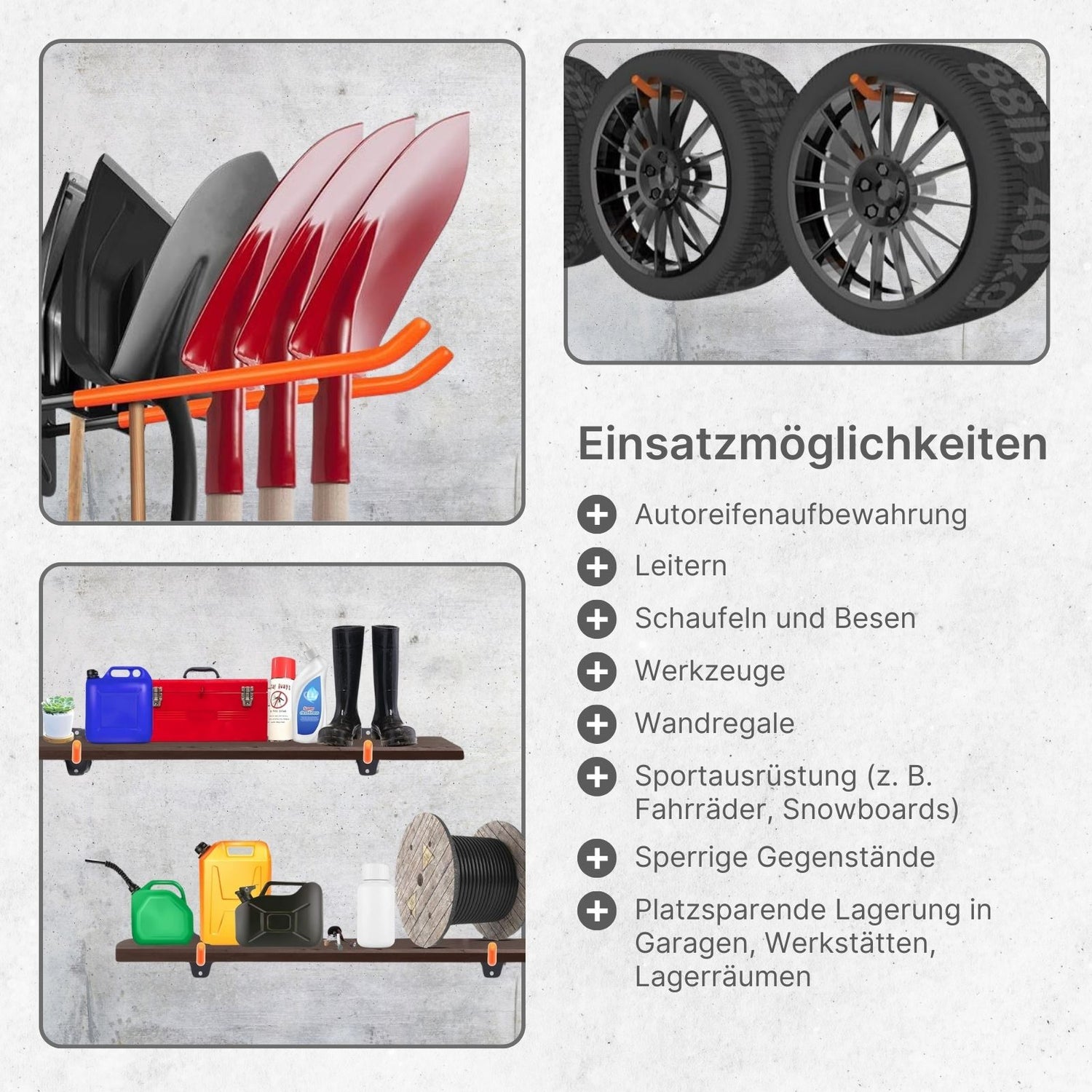 4er Set Wandhaken Reifen-Wandhalterung Autoreifen-Halterung Aufbewahru –