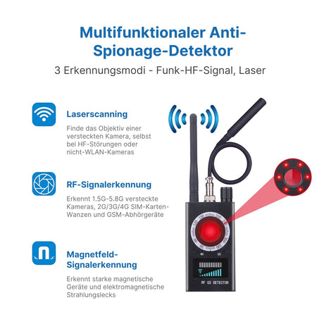 K18 Anti-Überwachungs-Detektor Wanzen-Detektor Anti-Abhör-Gerät GPS-Detektor
