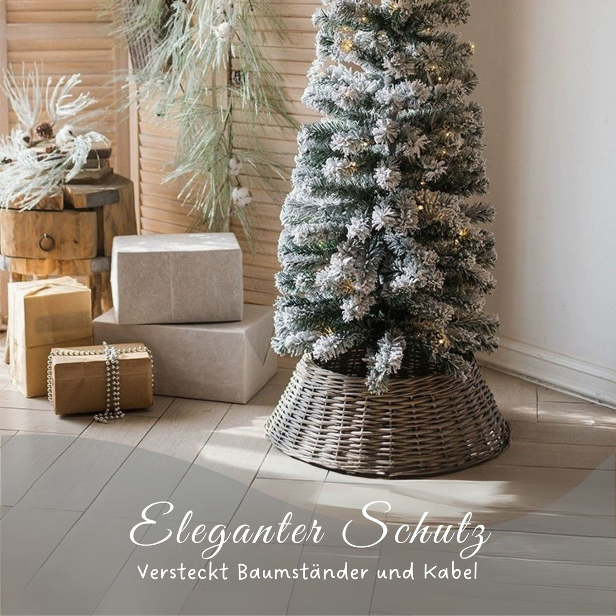 Rattan-Weihnachtsbaumkorb Christbaum-Rock Tannenbaum-Kragen Korbabdeck –