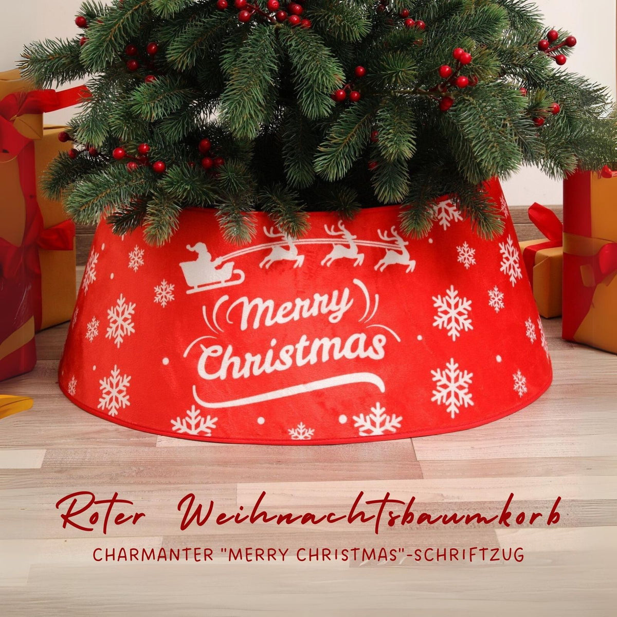 Baumständer-Verkleidung Merry Christmas Christbaumständer-Kragen Weihn –