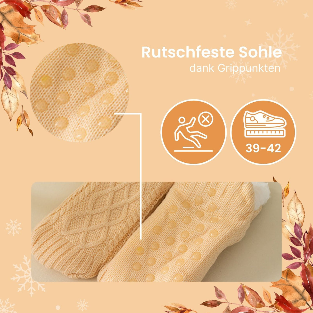 Fuzzy-Socken Gr. 39-42 Hausschuhe Wintersocken Kuschelsocken Pantoffeln