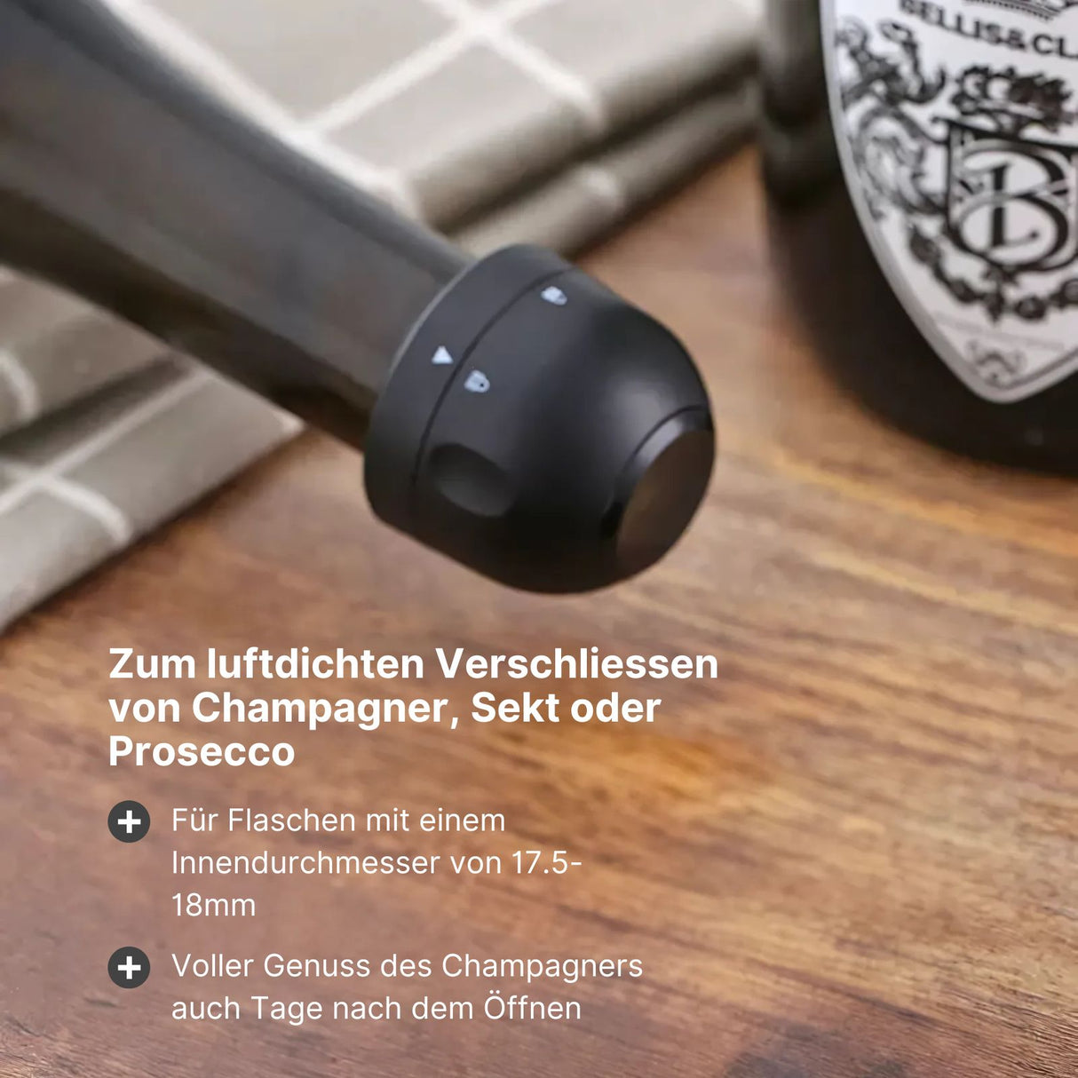 Champagner-Stopfen mit Schloss Proseccoflaschen-Verschluss Flaschenverschluss