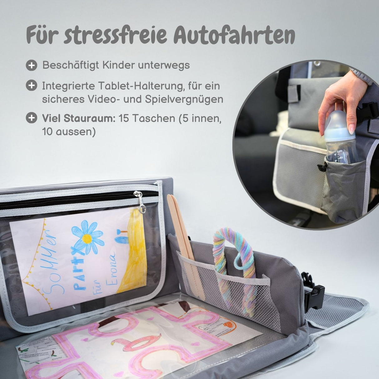 Kindersitz-Tisch Tablet-Halter Auto-Reisetisch für Kinder Spielzeug-Organizer