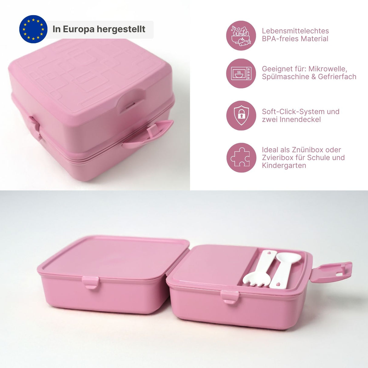 Brotdose mit Besteck Znünibox Lunchbox Meal-Prep-Box Snackbehälter