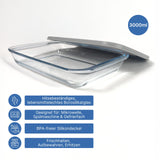 Glas-Auflaufform mit Deckel Backofenform Vorratsbehälter Ofenform