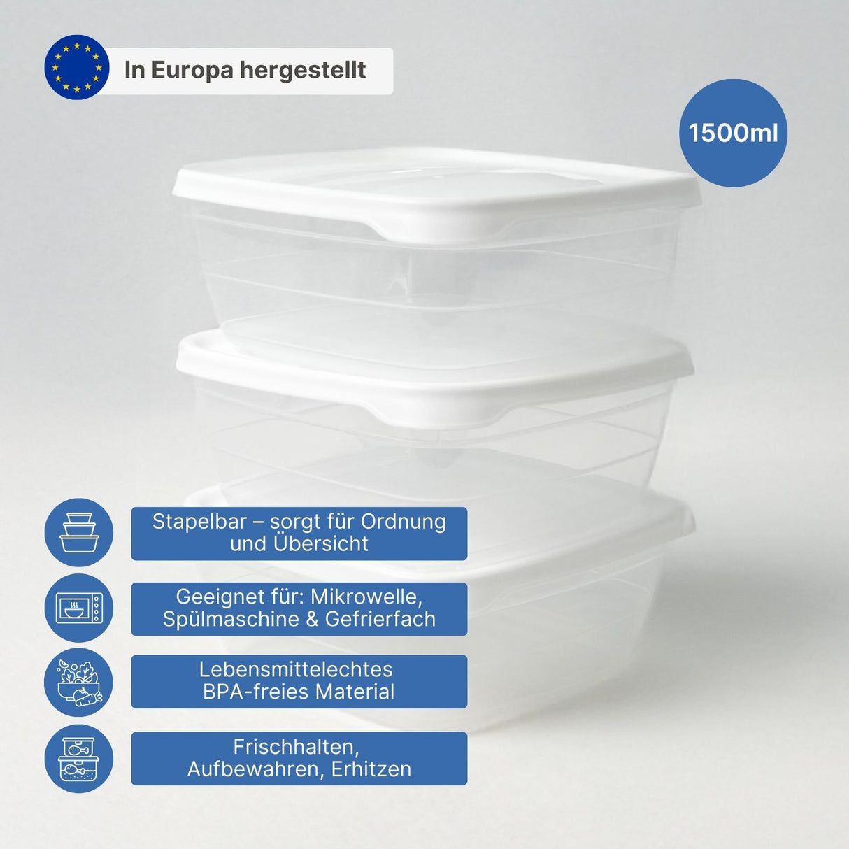 3er-Set Aufbewahrungsdosen Frischhaltedosen Meal-Prep-Vorratsdosen
