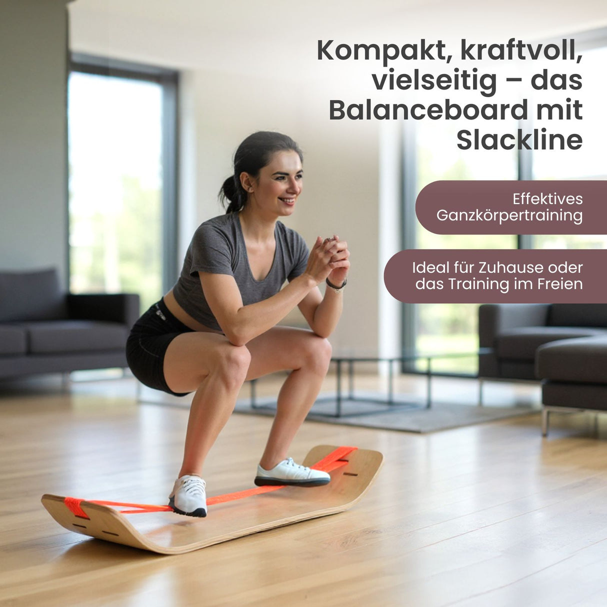 Fitness-Balanceboard mit Slackline Fitnessbrett Balancebrett