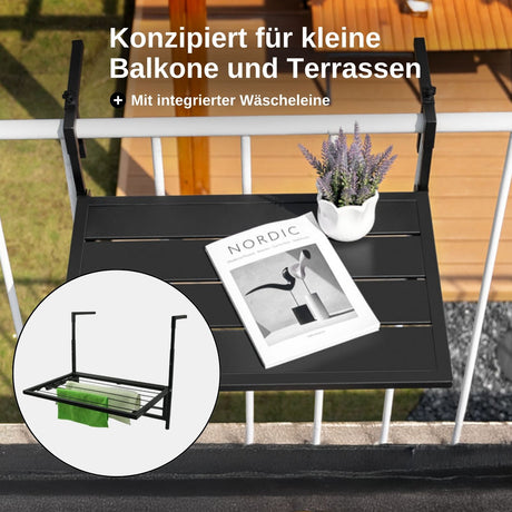 Klappbarer Hängetisch Balkontisch Hängeablage Outdoor-Tisch Ablage