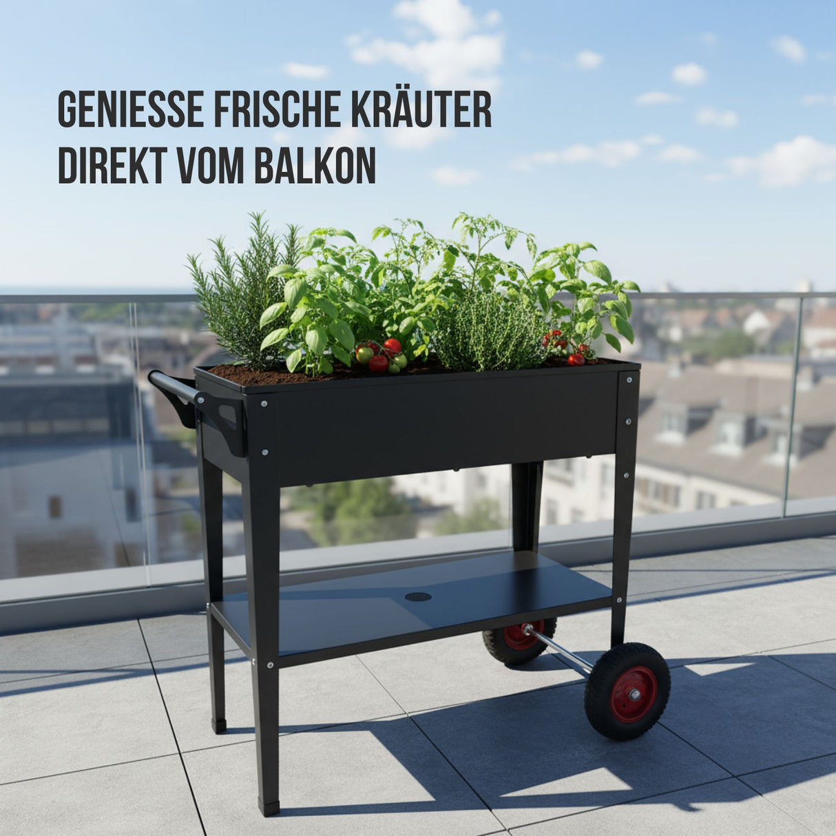 Mobiles Hochbeet Pflanztisch mit Rollen Pflanzkasten Gärtnertisch