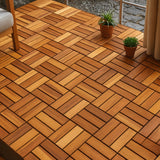 4er-Set Akazienholz-Fliesen Holzfliesen Bodenplatten Klickfliesen