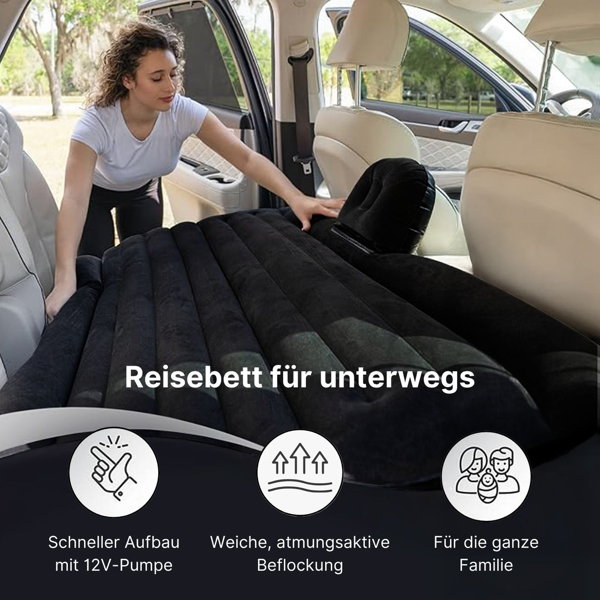 Luftbett Set für Autorücksitz Auto-Luftmatratze Aufblasbares Auto-Bett