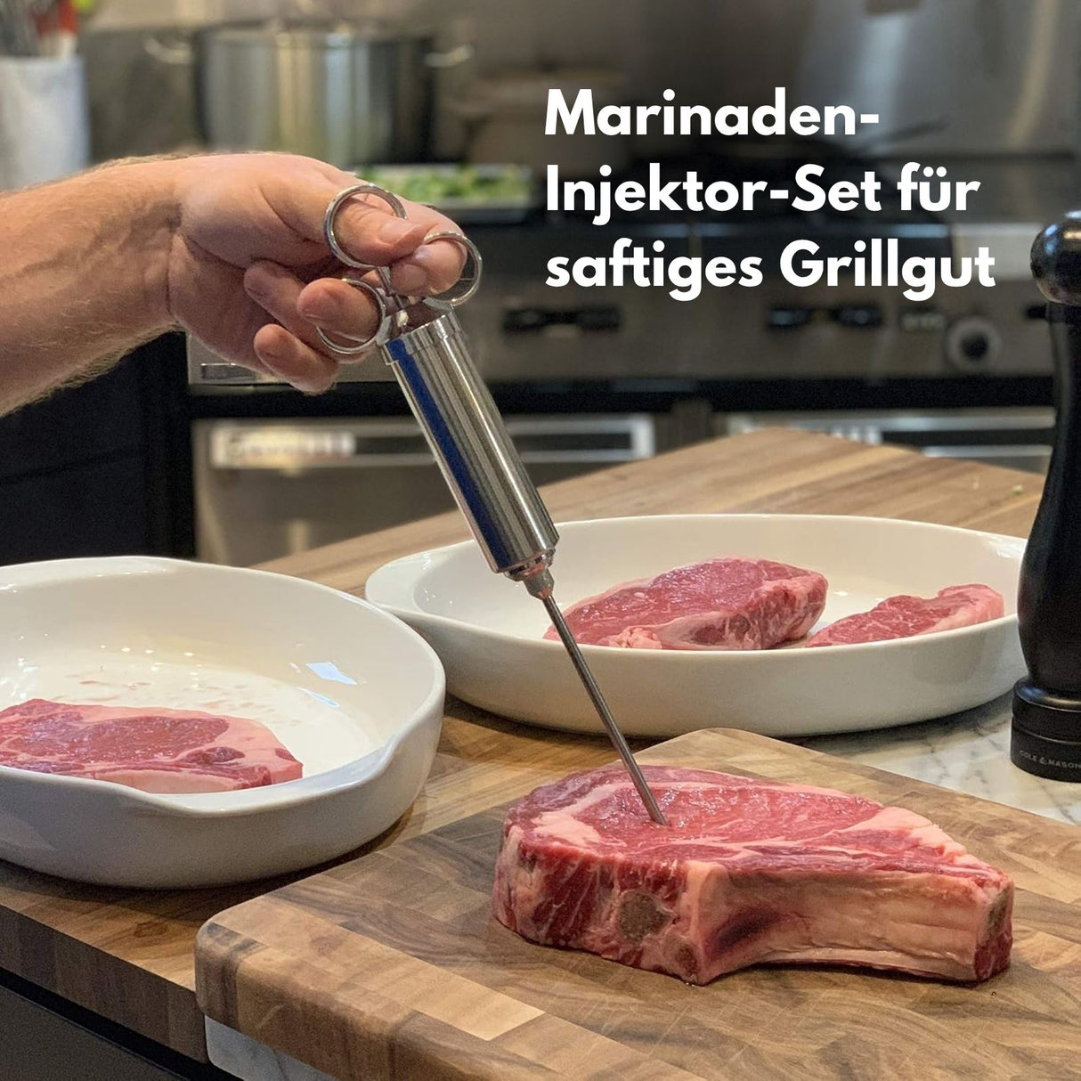 Marinaden-Injektor-Set Fleischinjektor Marinadenspritze Bratenspritze