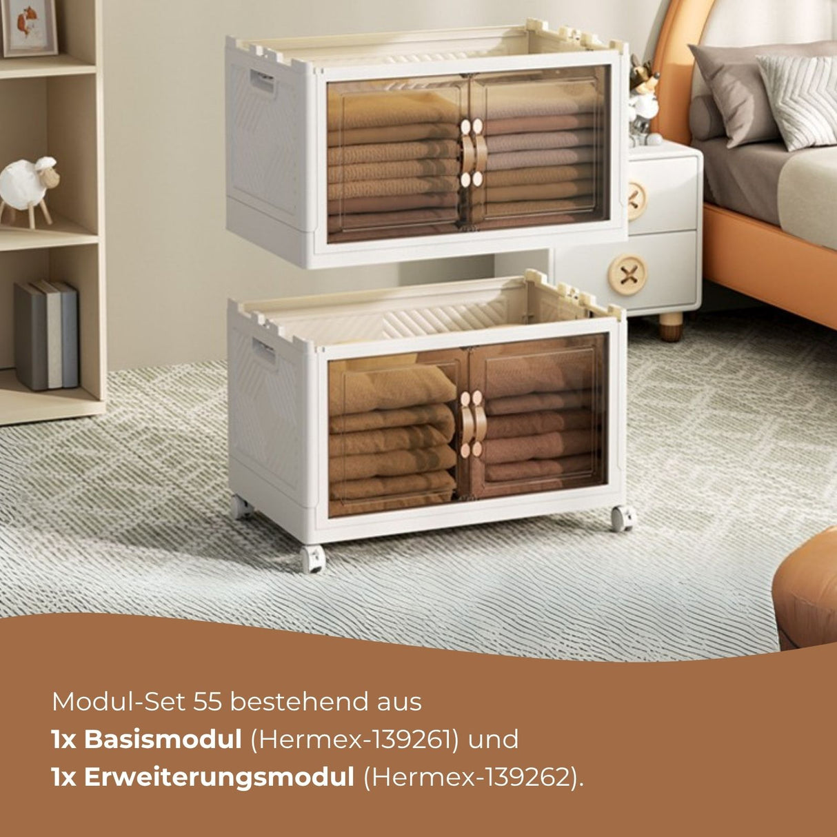 Modul-Set 55 Vorratsschrank Faltbox 1 Basis 1 Erweiterung