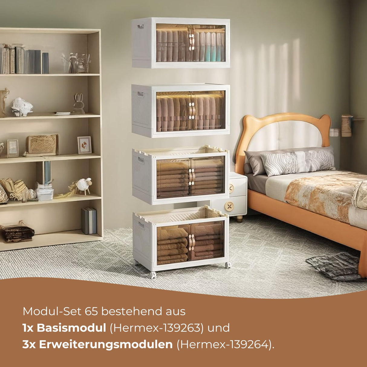 Modul-Set 65 Vorratsschrank Faltbox 1 Basis 3 Erweiterungen