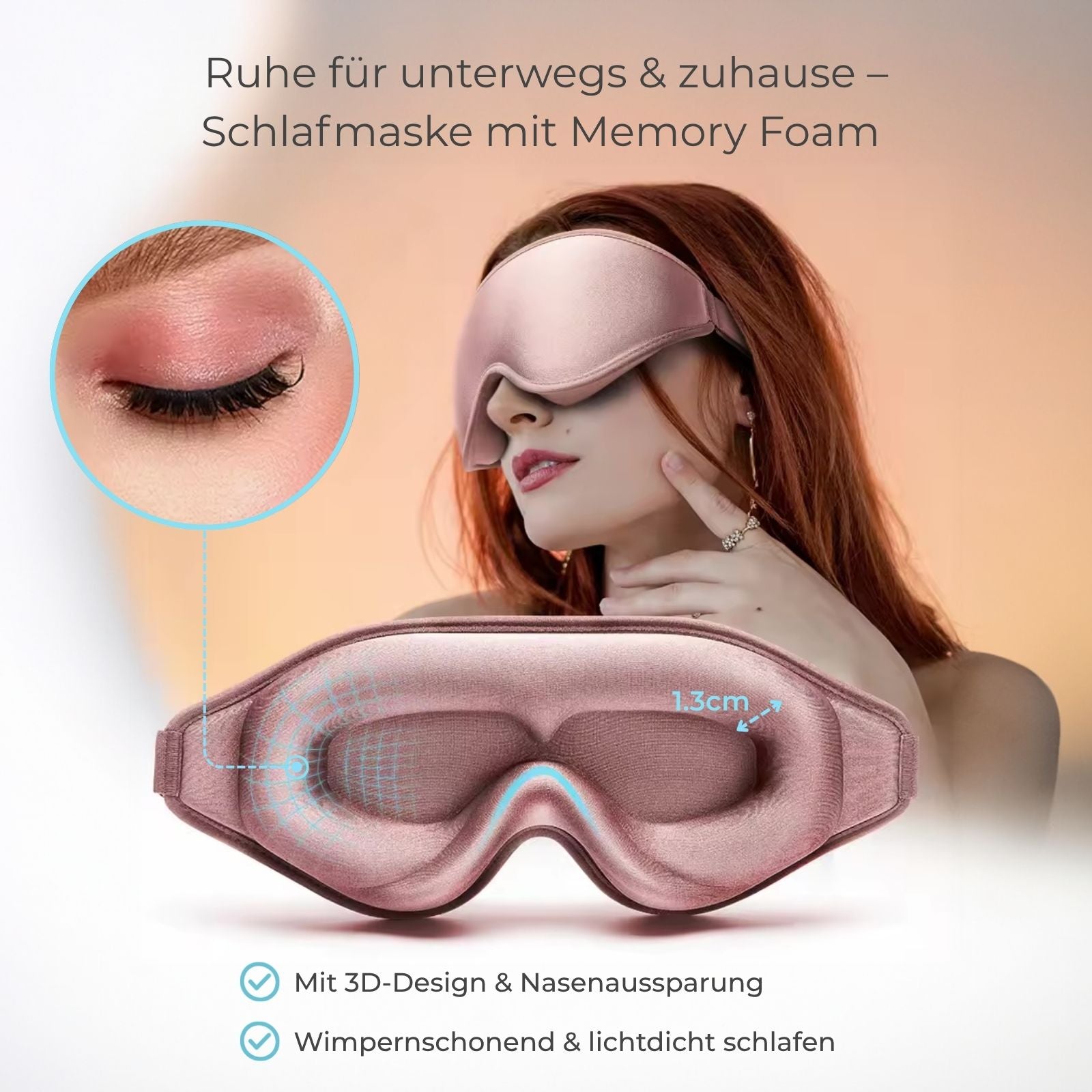 3D Schlafmaske Für Seitenschläfer – Mit Cups, Atmungsaktiv & Lichtdicht, 3 Stück In Farben