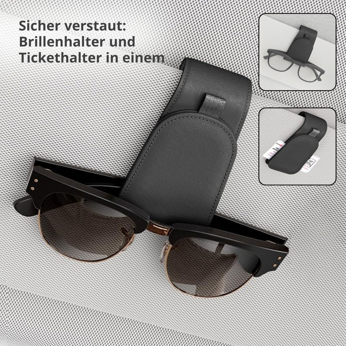 Brillenablage fürs Auto Sonnenblende-Clip Sonnenbrillenhalter Etui