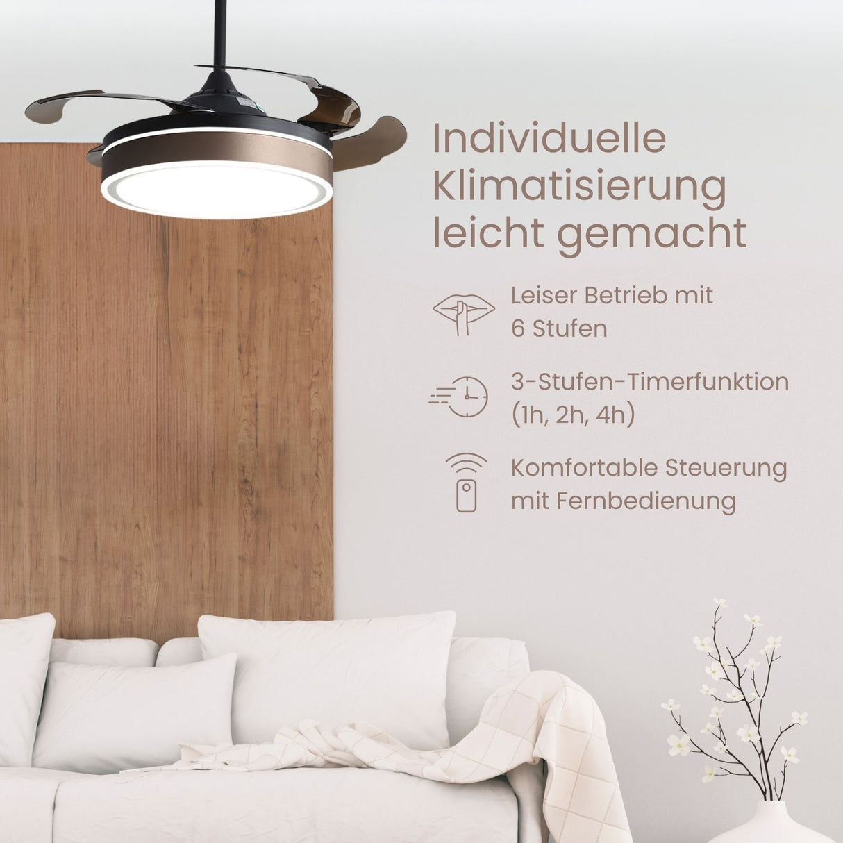 Deckenventilator mit LED-Beleuchtung Deckengebläse Ventilator