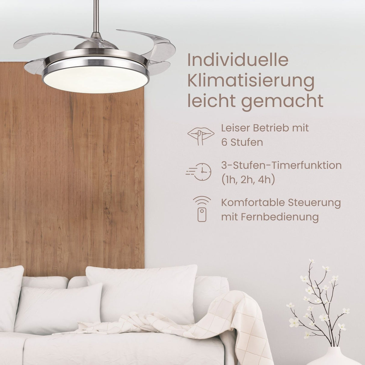Deckenventilator Ventilator mit LED-Beleuchtung Deckengebläse