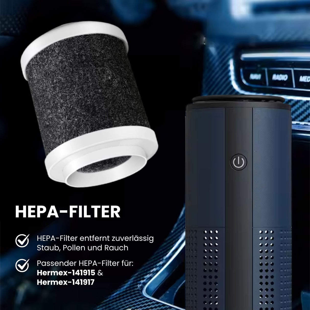 HEPA-Filter für Auto-Luftreiniger KFZ-Luftreinigerfilter Ersatzfilter