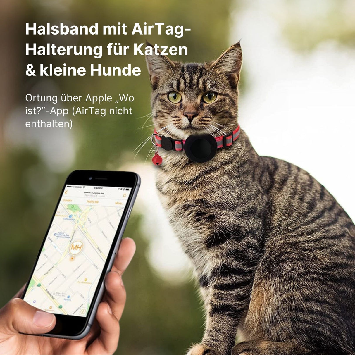 Halsband mit Airtag-Halterung Hundehalsband Katzenhalsband