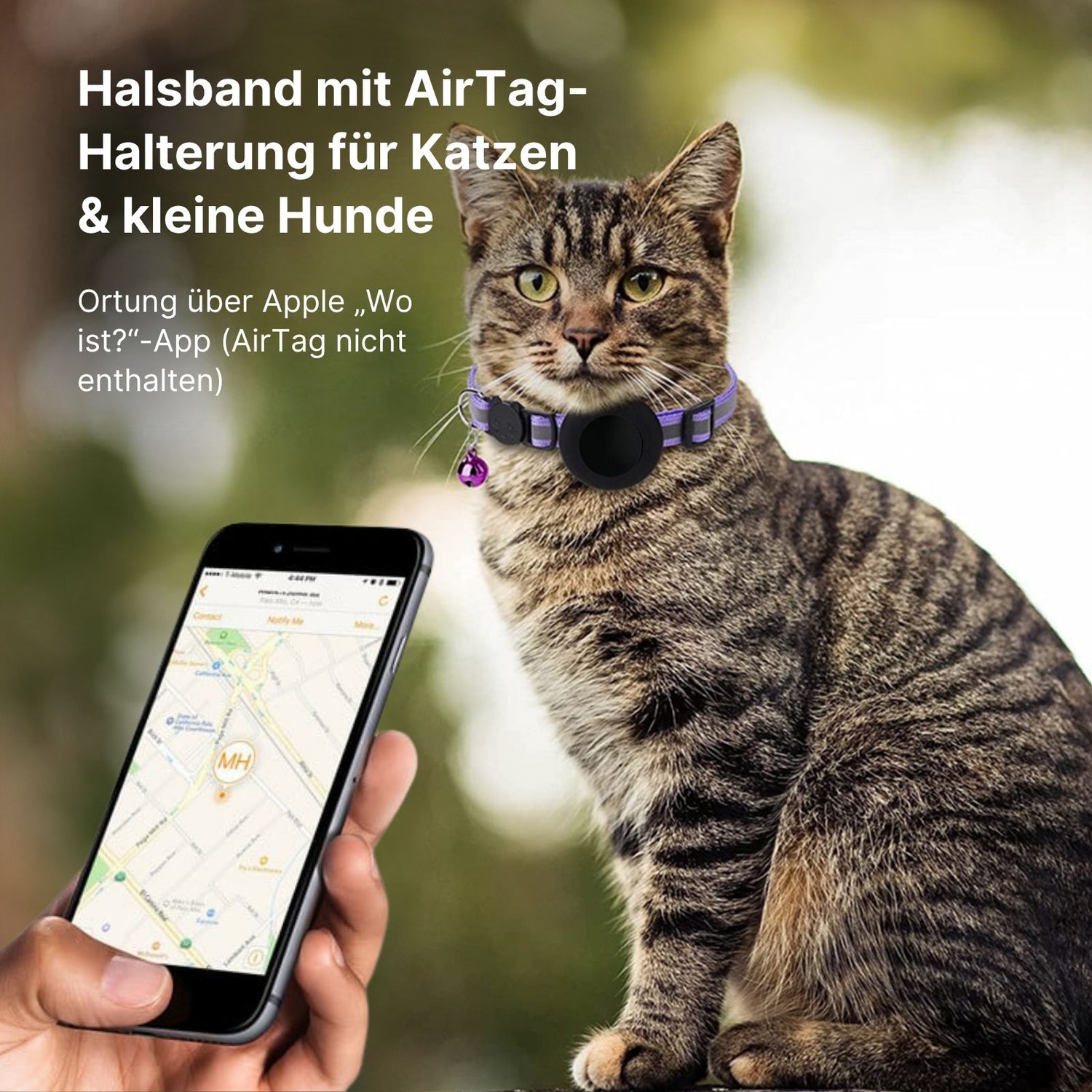 Halsband Katzenhalsband mit Airtag-Halterung Hundehalsband
