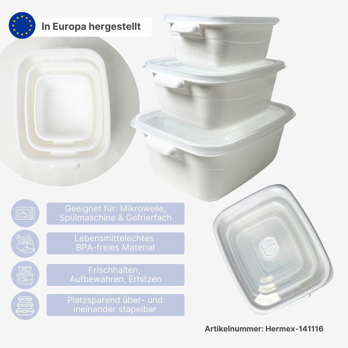 6er-Set Mikrowellenbehälter Gefrierdosen Mikrowellendosen Vorratsdosen