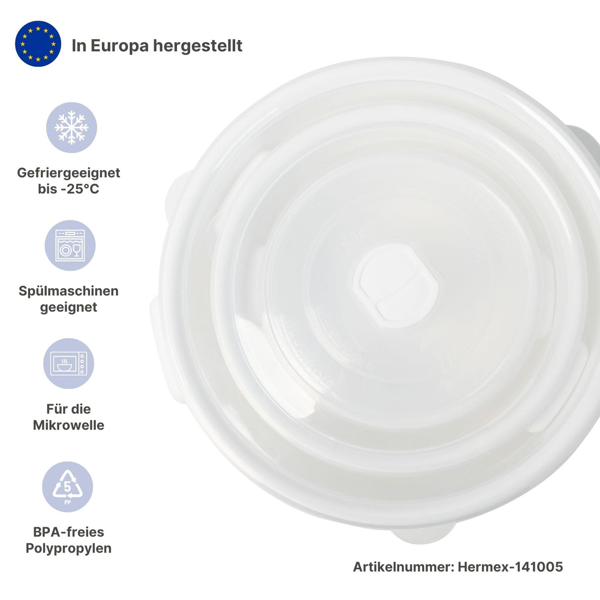 4er-Set Vorratsdose Mikrowellendose Gefrierdose mit Mikrowellenhaube
