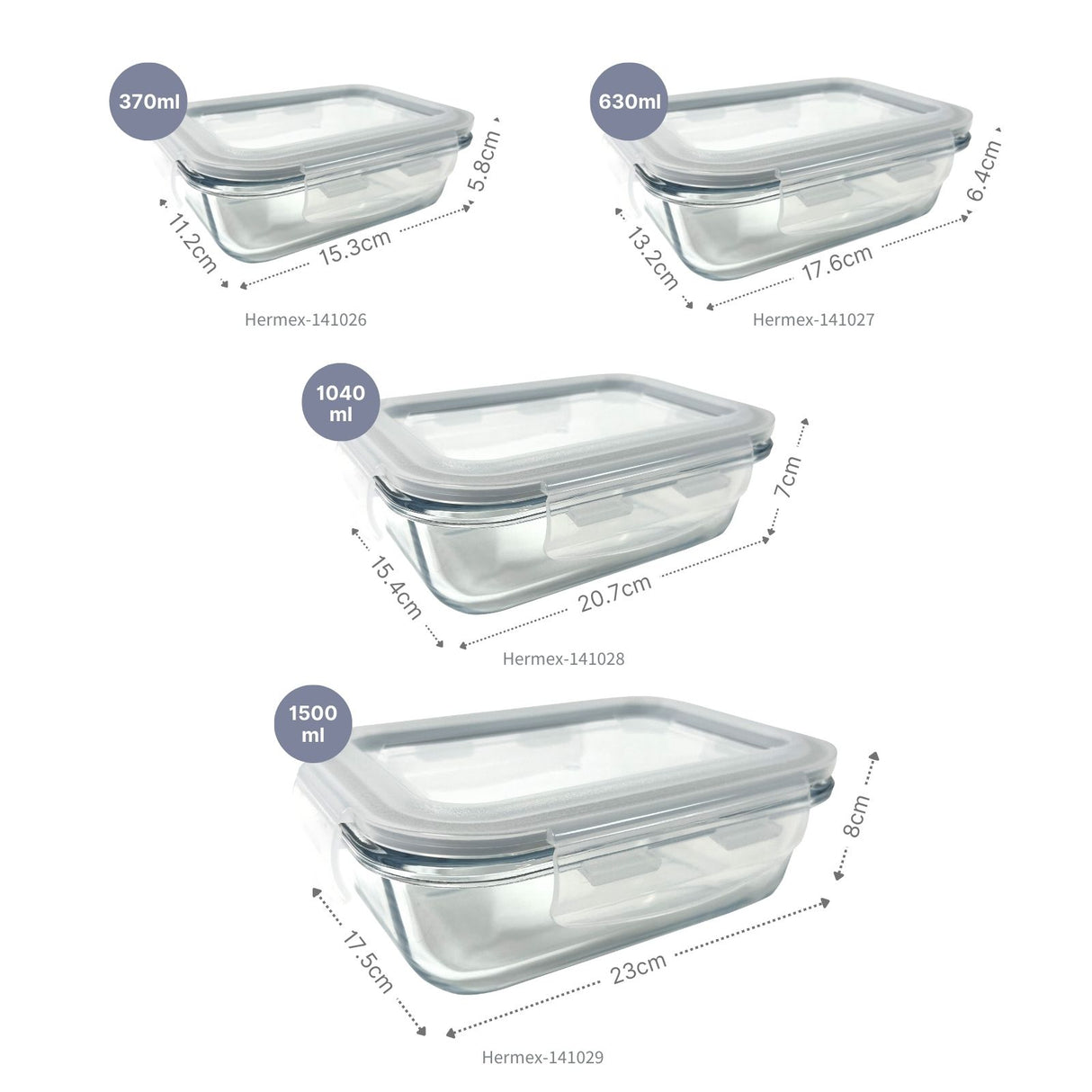 4er-Set Glas-Vorratsbehälter Frischhaltedosen Vorratsdosen Behälter