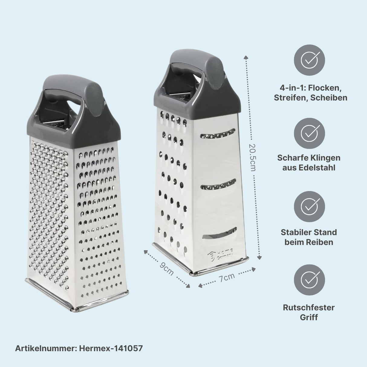 2er-Set Edelstahl-Küchenreiben L & XL Gemüsereiben Vierkantreiben