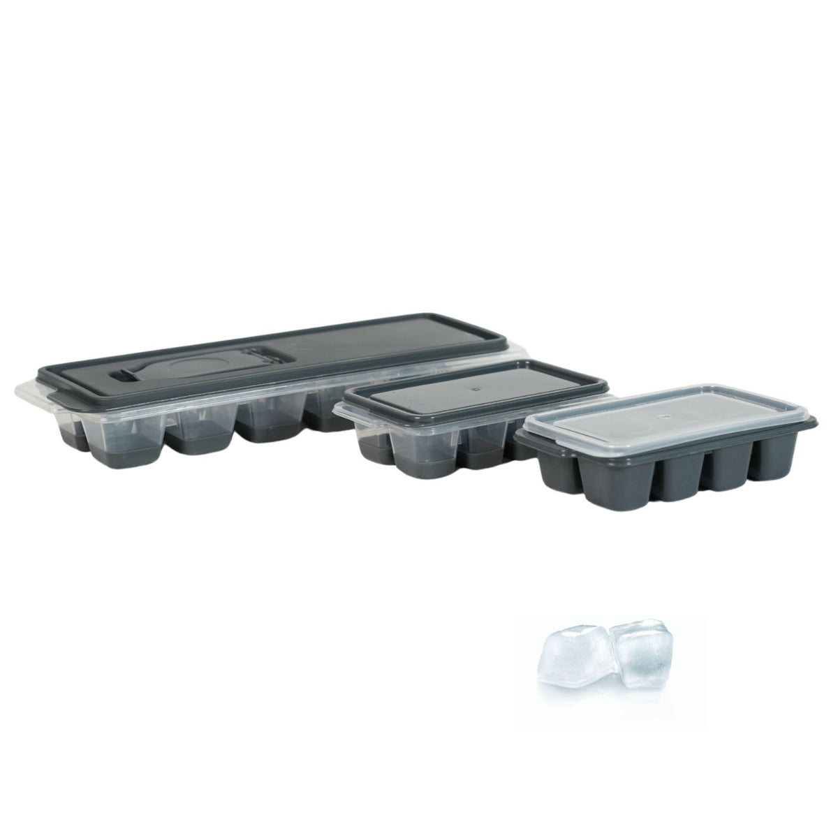 3er-Set Eiswürfelbehälter mit Deckel Eiswürfelformen Eiswürfelschalen –