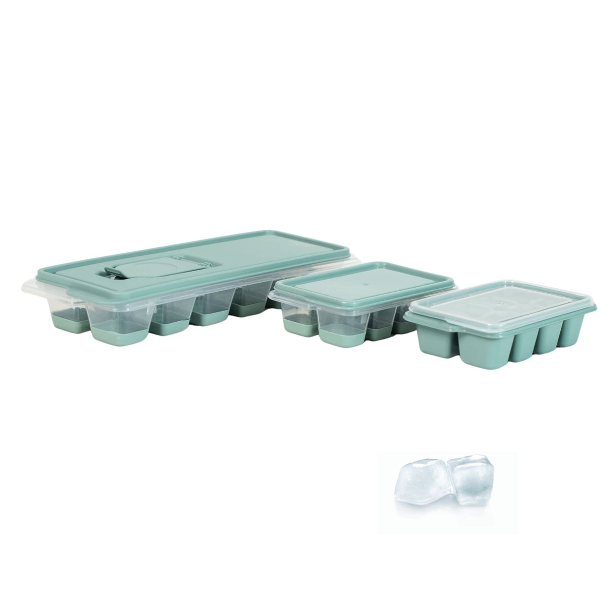 3er-Set Eiswürfelschalen mit Deckel Eiswürfelbehälter Eiswürfelformen