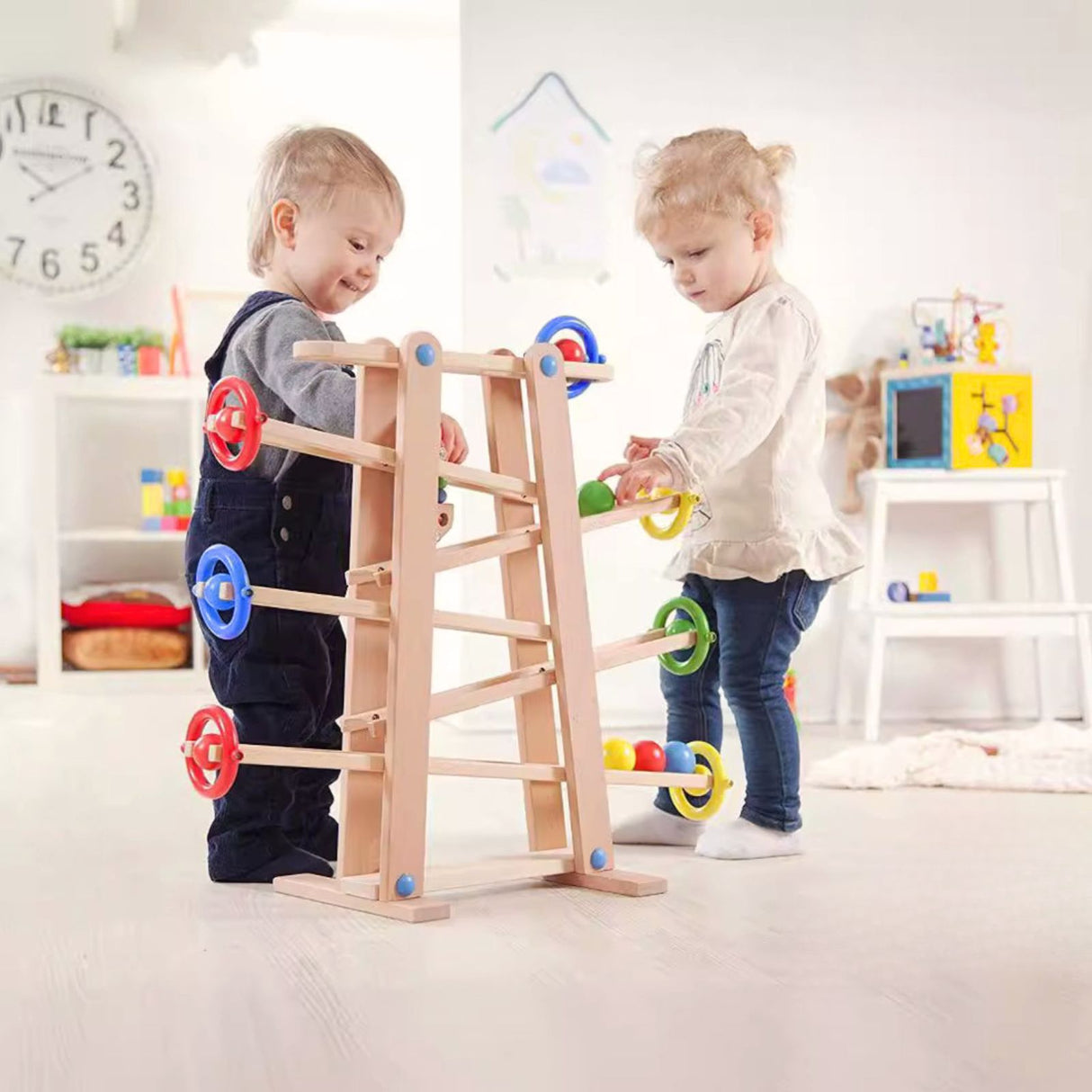 Holz-Kugelbahn Achterbahn Murmelbahn Holzspielzeug Kinderspielzeug