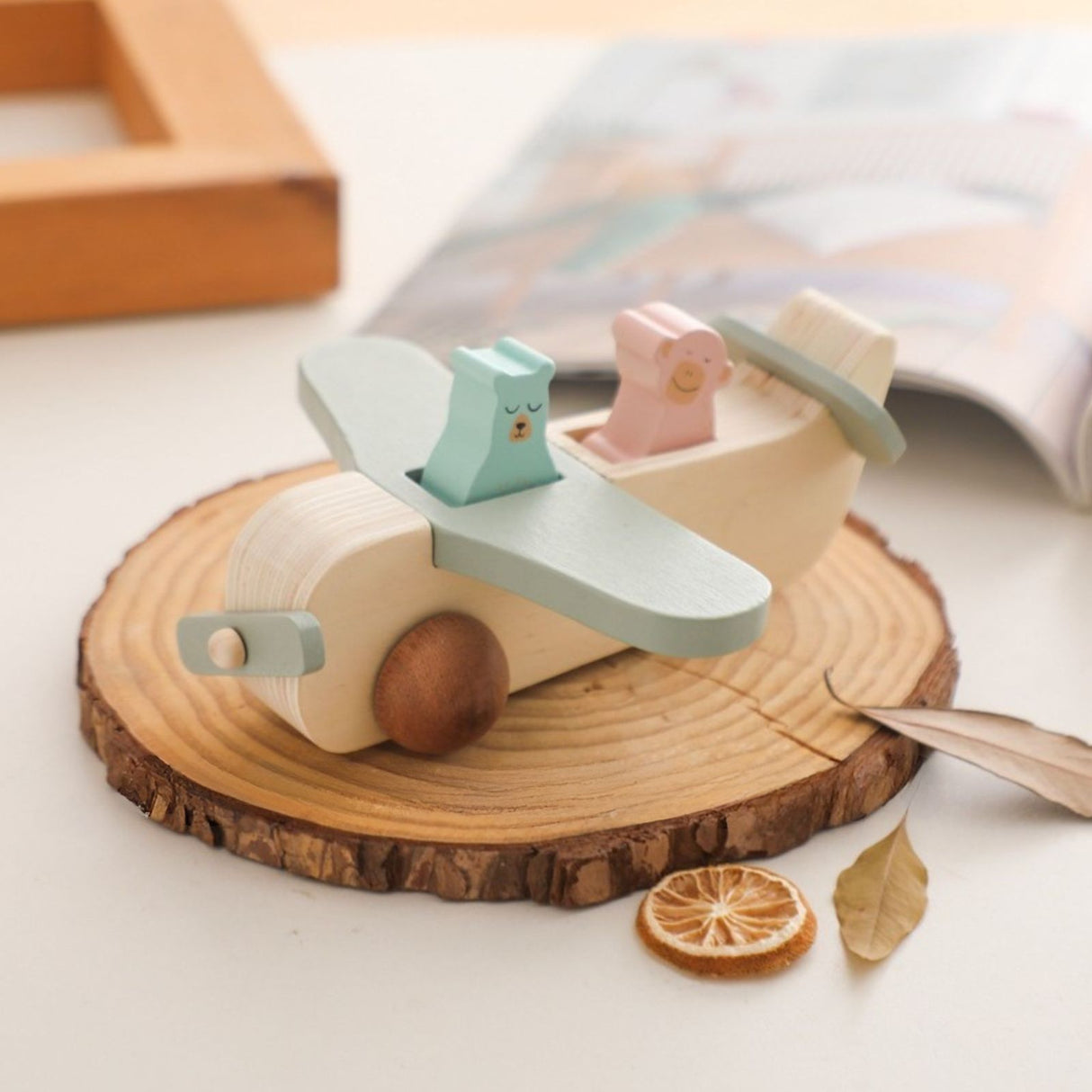 Holz-Doppeldecker Kinderspielzeug Flugzeug Luftfahrzeug Spielzeug