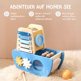 7in1-Aktivitäts-Holzschiff Kinderspielzeug Piratenschiff Motorikspielzeug