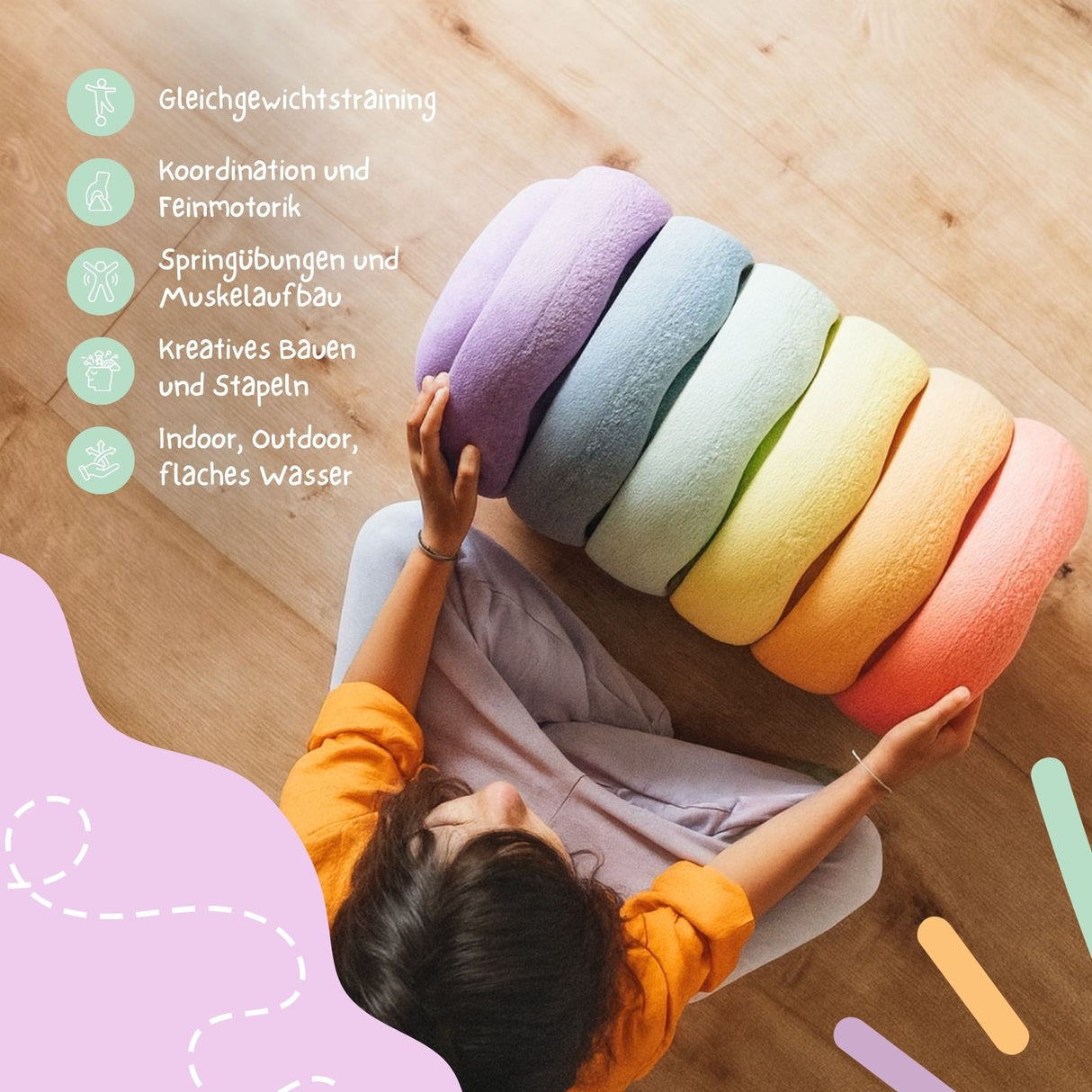 Trittsteine Motorikspielzeug Balanciersteine Flusssteine Balancespiel