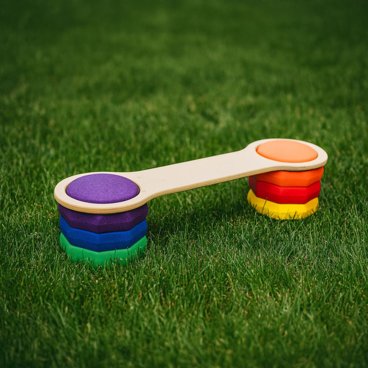 Holz-Balancierbrücken mit Motoriksteinen Balancier-Set mit Trittsteinen