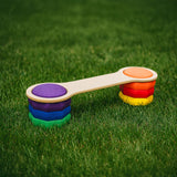 Holz-Balancierbrücken mit Motoriksteinen Balancier-Set mit Trittsteinen