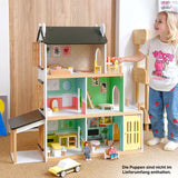 21-tlg. Holz-Puppenhaus mit Zubehör Spielhaus Kinderspielzeug Haus
