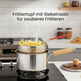 Frittiertopf Edelstahl-Kochtopf mit Siebeinsatz Nudeltopf Pastatopf