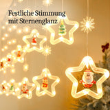 LED Weihnachtslichterkette 3m Sternen-Lichterkette mit Schneeflocken