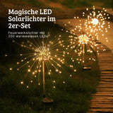 2er-Set LED Solar-Feuerwerkslichter Lichterkette Gartenleuchte Deko