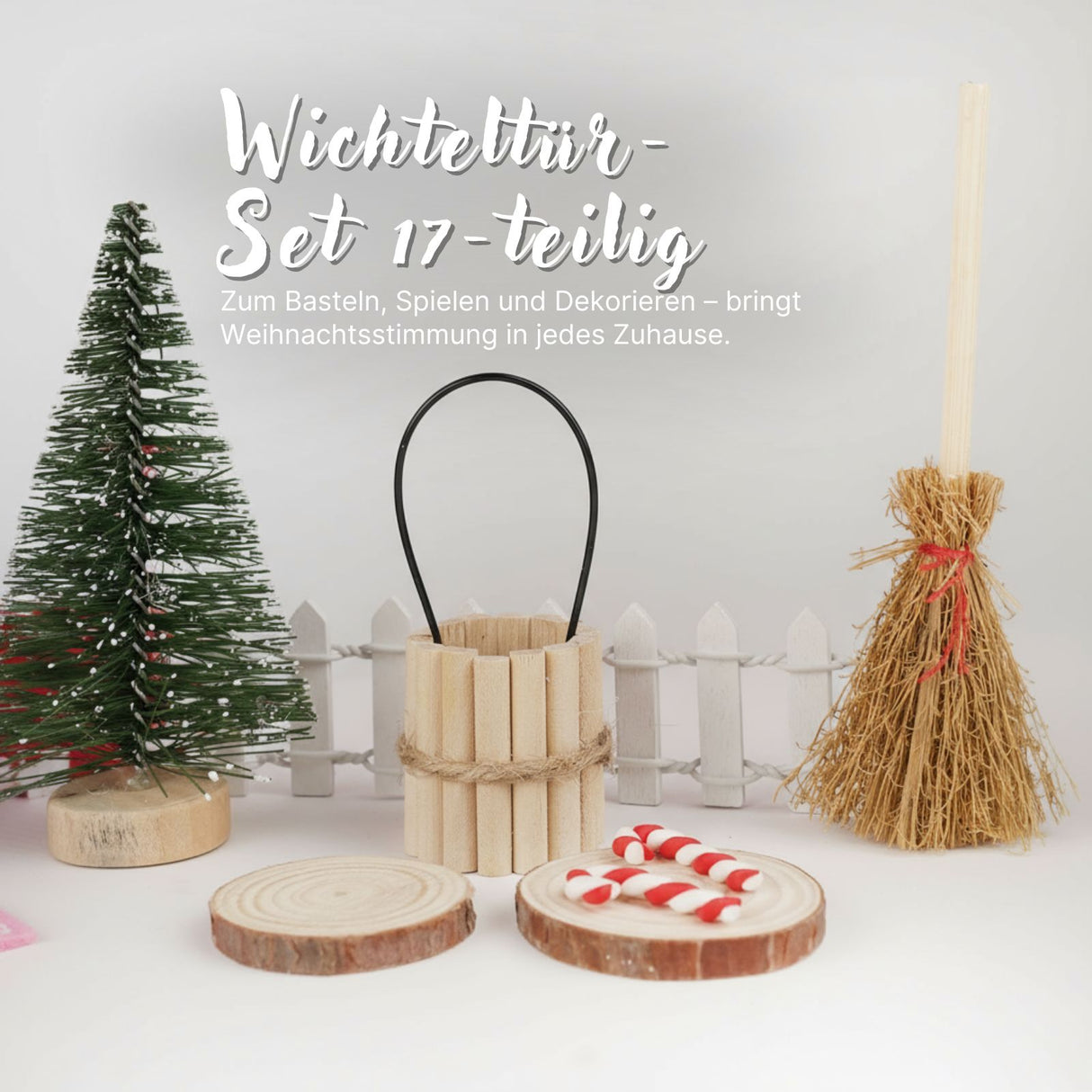 17-tlg. Wichteltür-Set Weihnachtsdeko Miniaturwelt Elfentür-Zubehör
