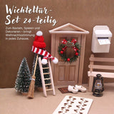 24-tlg. Wichteltür-Set Weihnachtsdeko Miniaturwelt Elfentür-Zubehör