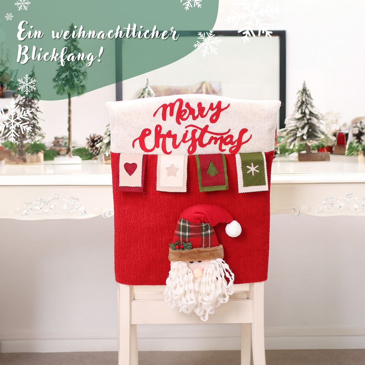Stuhlhusse mit Weihnachtmann Weihnachts-Stuhldeko Stuhlbezug