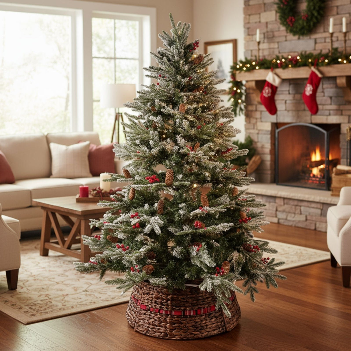 Weihnachtsbaumkorb Tannenbaum-Kragen Christbaum-Rock Flechtkorb