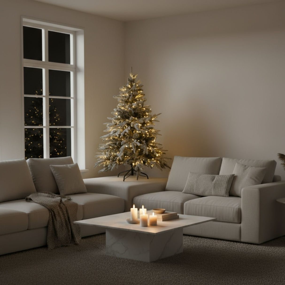 Weihnachtsbaum 120cm mit Schnee und LED Kunsttanne Christbaum Tanne