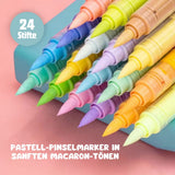 24-tlg. Set Acrylmarker Pastellfarbe Pinselstifte Acryl Brush Marker