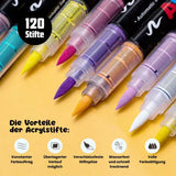 120-tlg. Set Acrylmarker Pinselstifte Arcrylstifte Acryl Brush Marker