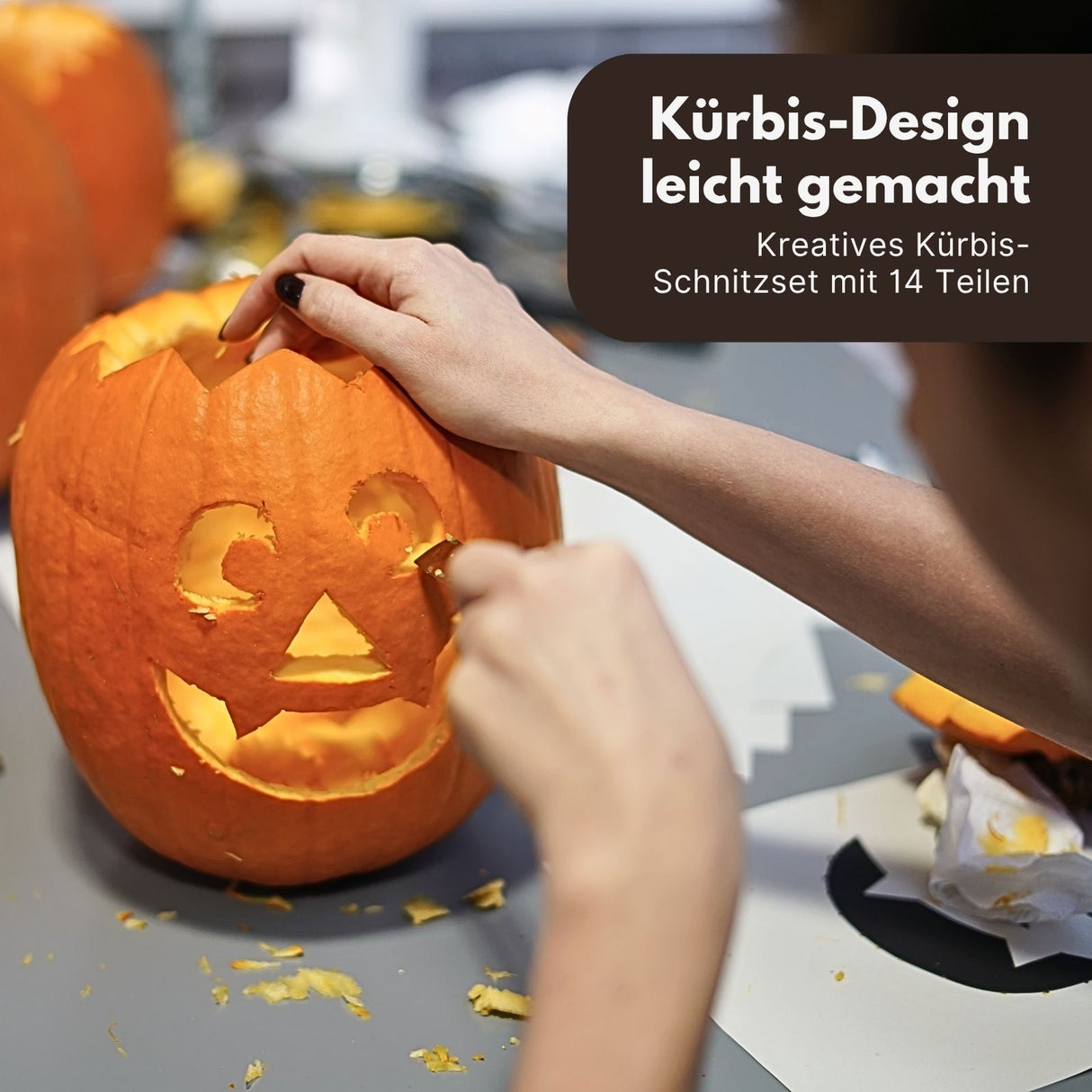 14-tlg. Kürbis-Schnitzset Halloween-Schnitzset Räbeliechtli-Werkzeug