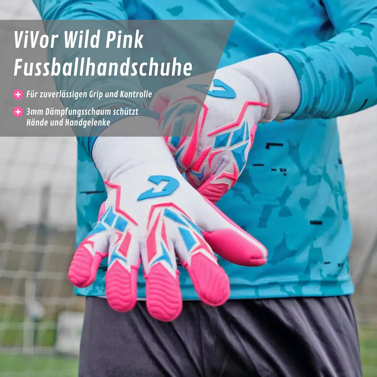 Fussballhandschuhe ViVor Wild Pink Gr. 12 Torwart Goalie Handschuhe